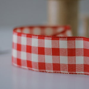 Red and Ivory Buffalo Check Wired Ribbon 2.5 Wide image 6