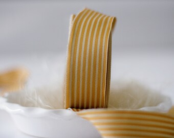 Caramel and Ivory Stripe Grosgrain Ribbon 1.5"/Vintage Style/Gift Packaging