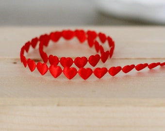 Bulk 25 Yard Roll of Red Puffy 3/8" Heart Trim/Ribbon