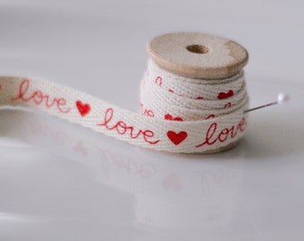 25 Yard Roll of Love Print Valentine's Day twill cotton ribbon/3/8"