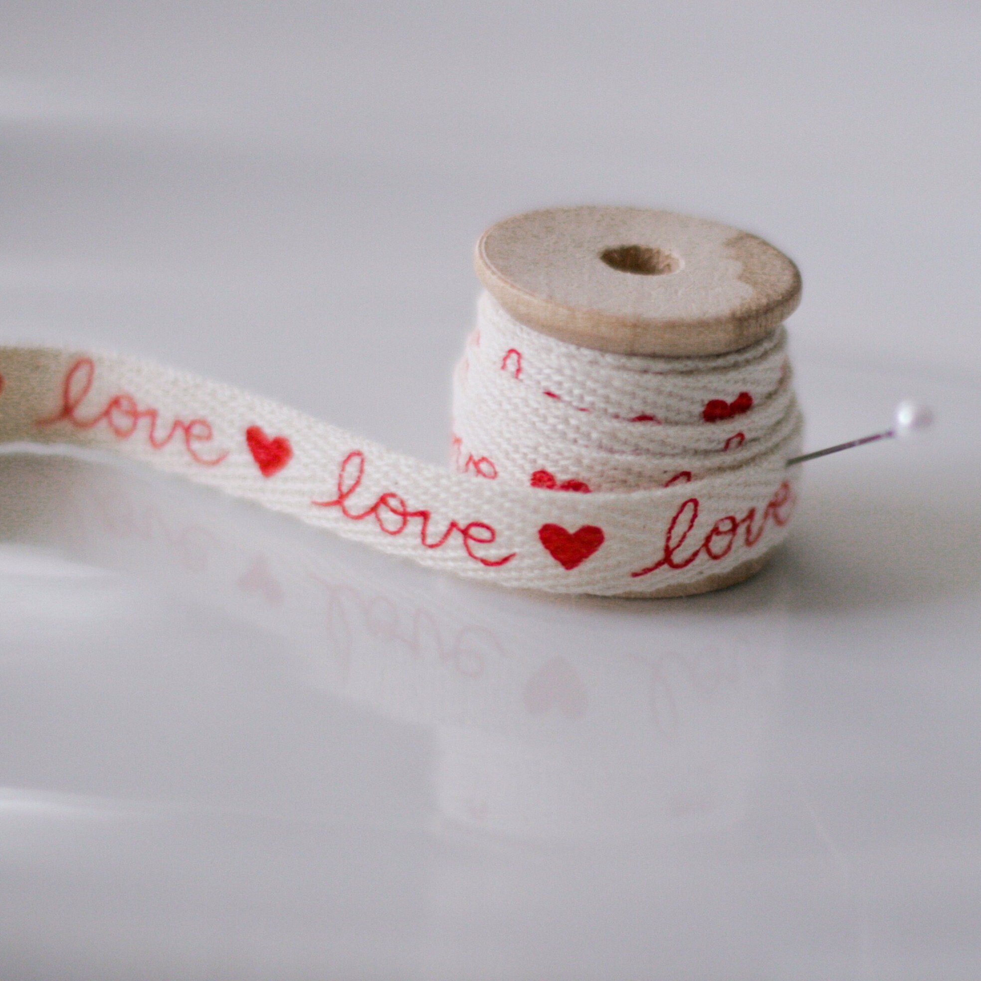 Printed Love Cotton Ribbon, 7/8”,3/8”, 25 yds, Valentine's Day – Brooklyn  Ribbons