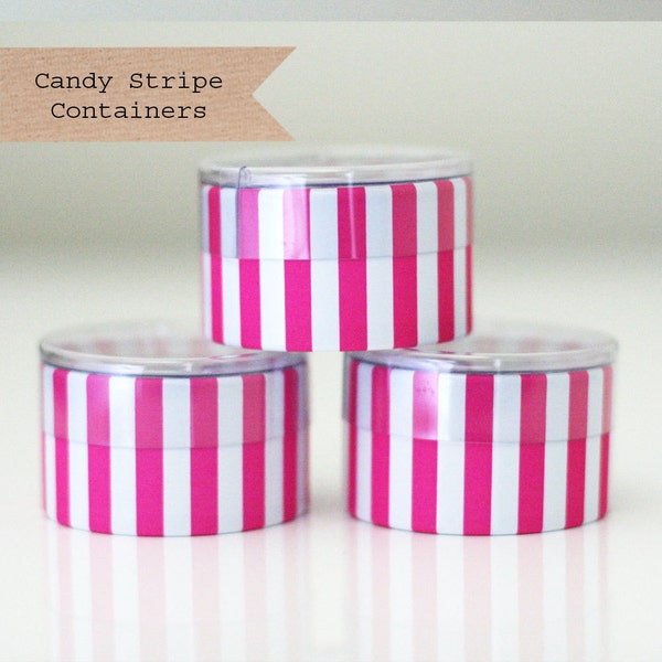 CLEARANCE! Hot Pink Candy Stripe Containers set of 6