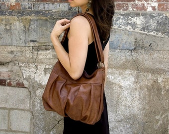 Ruche Mini Hobo Bag, Pleated Satchel, Ruched Everyday Purse, American Made Leather Purse, Jenny N. Design, Made in Texas, Made in USA