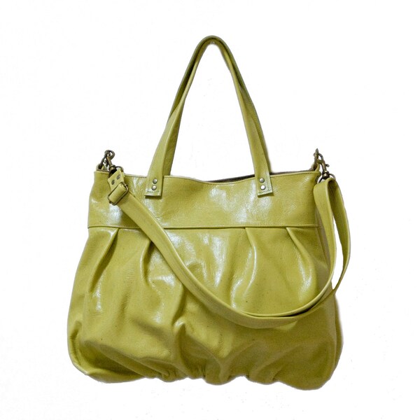 Mini Ruche Bag in Kiwi Green Leather - Made to Order