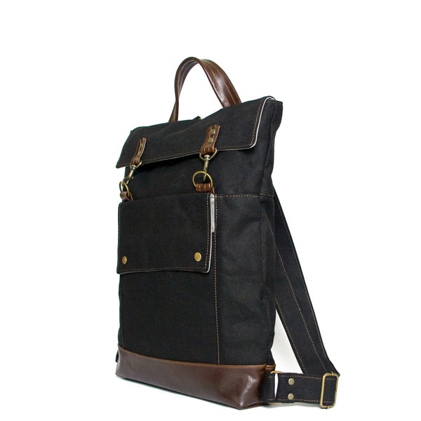 Ready to Ship - Professional Backpack, Mens Womens Backpack, Laptop Backpack, Commuter Bag, Back to School, Canvas Leather