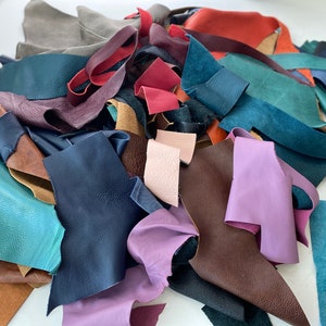 Leather Scraps by the Pound, 2 lbs, two pounds assorted full grain upholstery leather scraps, leather remnants, free shipping Bild 3