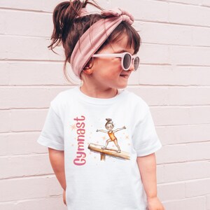 Gymnast T-Shirt for Toddler Girls, Graphic T-Shirt for Gymnasts, Balance Beam T-Shirt for Toddlers, Gifts for Tiny Gymnasts, AA209