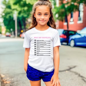 Gymnastics Meet Day Checklist T-Shirt for Girls, Cute Gymnastics T-Shirts, Gymnastics Apparel for Girls, Gymnastics Meet Gift, AA210