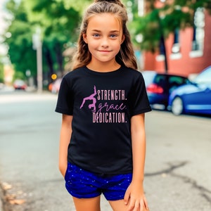 Strength Grace Dedication T-Shirt, Girls Gymnastics T-Shirts, Inspirational Gymnastics T-Shirt for Girls, AA149