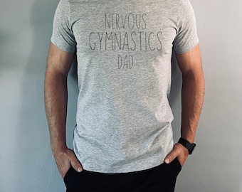 Nervös gymnastikpappa-t-shirt, roliga t-shirts för gymnastikföräldrar, gymnastens pappa-t-shirt, AA144