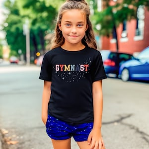 Girl&#39;s Gymnast T-Shirt, Kids Gymnastics Tee, Gymnastics Lover Gift, Gymnast Gift, Gymnast Shirt, Gymnast T-Shirt with Stars, AA105