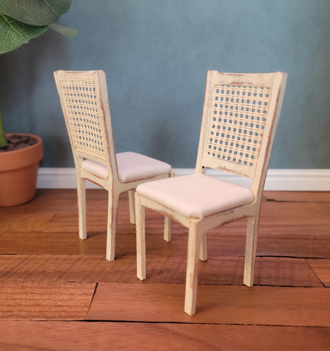Set of 2 Miniature Cane Back Chairs, Dollhouse Furniture - Etsy