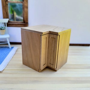 Miniature Corner Door Base Cabinet Kit With Working Door for 1:12 scale dollhouse