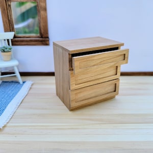 Miniature Base Cabinet with 3 working drawers, solid wood DIY kit for 1:12 scale dollhouse