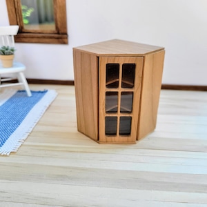 Miniature Corner Door Wall Cabinet Kit With Working Door, for 1/12 scale dollhouse