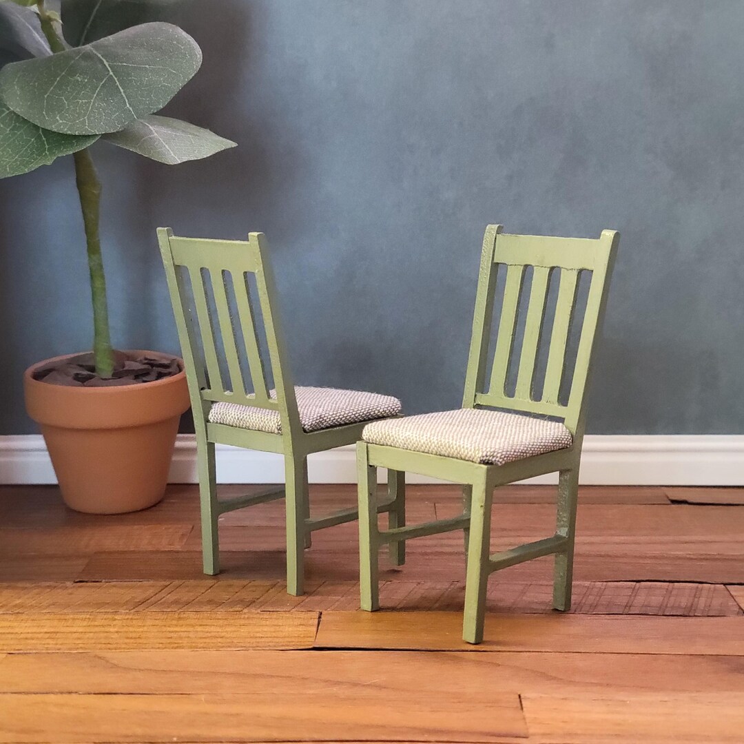 Set of 2 Miniature Slat Back Chairs, Dollhouse Furniture - Etsy