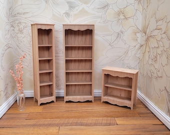 Miniature Bookcase Kit in 1:12 scale, french country bookshelves for dollhouse