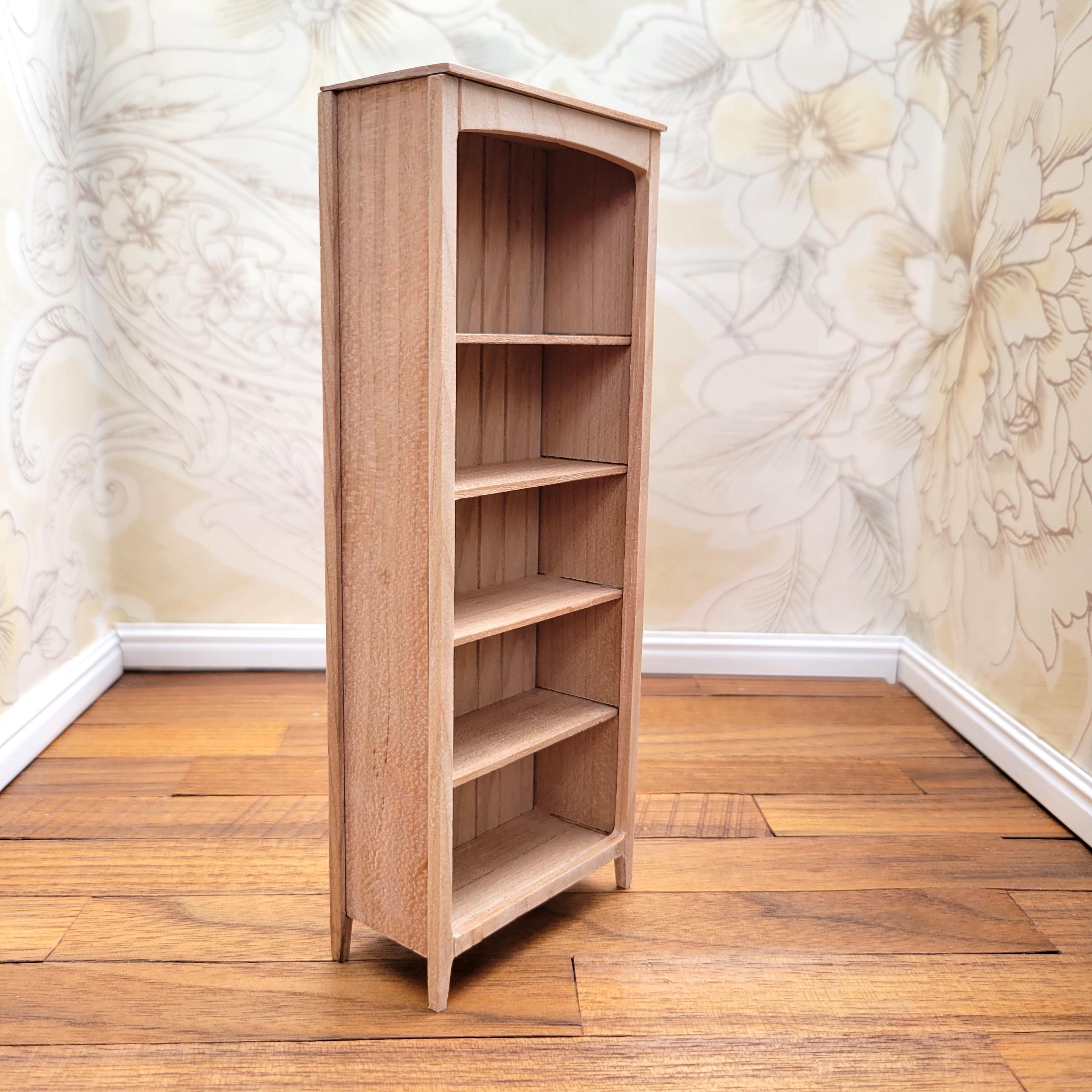 Miniature Bookcase Kit in 1:12 Scale, Traditional Style Bookshelves for ...