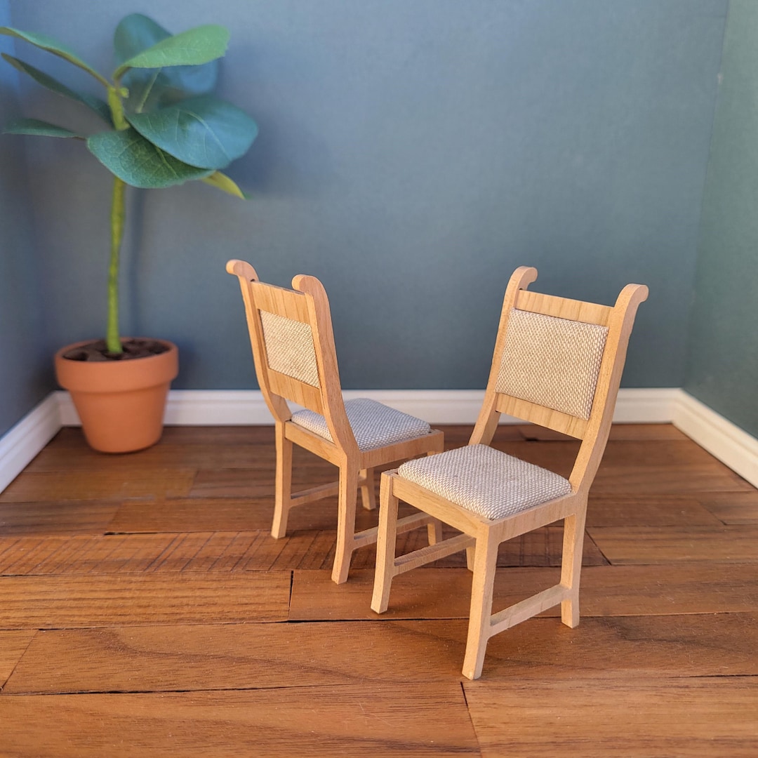 Set of 2 Miniature Fabric Back Chairs KIT in 1:12 Scale for Dollhouse ...
