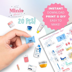 1:6 Scale PRINTABLE Skincare Set | Miniature Printable Skincare