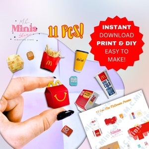 1:6 Scale PRINTABLE Fast Food Kit | Miniature Printable Fast Food