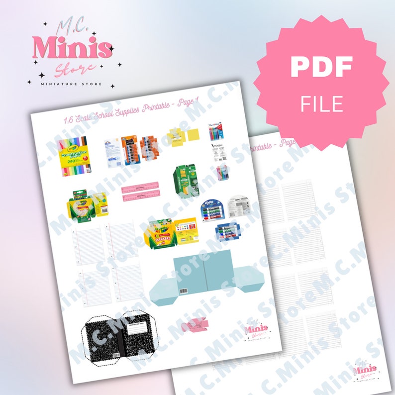 1:6 Scale PRINTABLE School Supplies! | Miniature Printable School ...