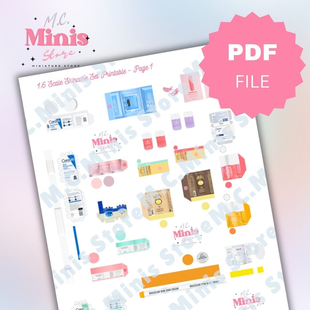 1:6 Scale PRINTABLE Skincare Set | Miniature Printable Skincare - Etsy