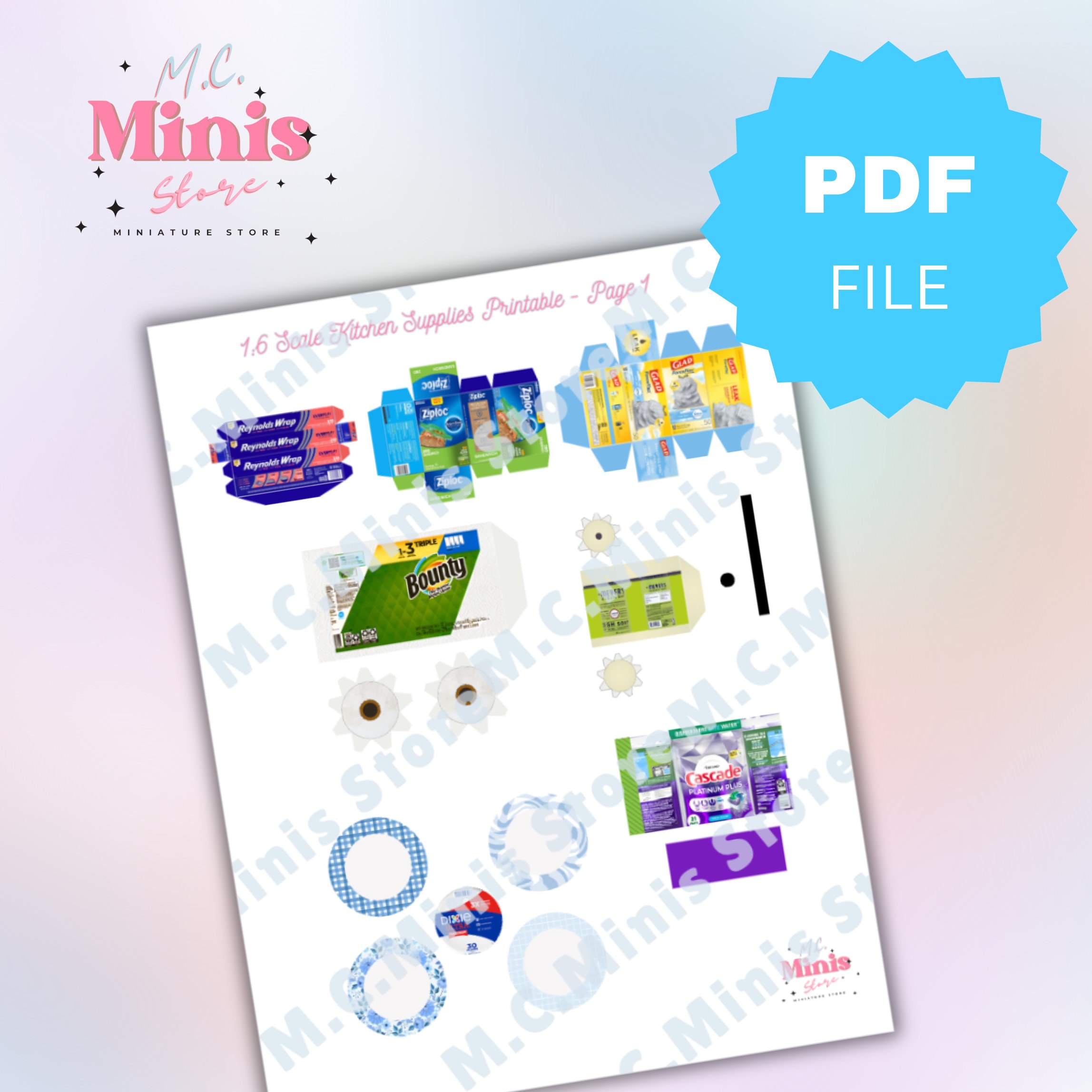 1:6 Scale PRINTABLE Kitchen Supplies | Miniature Printable Kitchen ...
