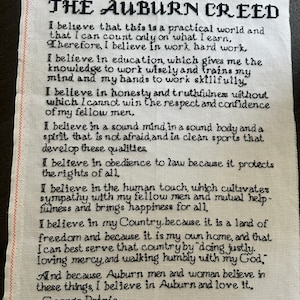 The Auburn Creed- cross stitch ready to frame
