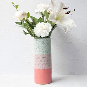 Handmade Stoneware Bouquet Vase, Modern Speckled Stoneware