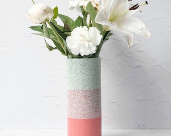 Handmade Stoneware Bouquet Vase, Modern Speckled Stoneware