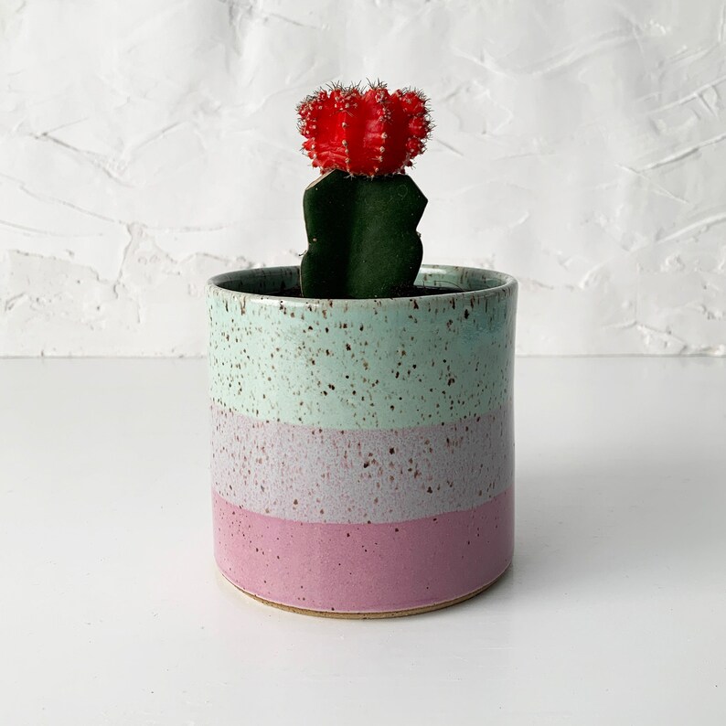 Handmade Stoneware Planter, Modern Speckled Stoneware image 2