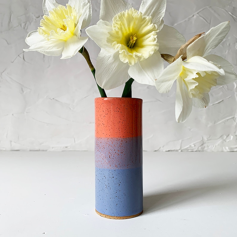 Handmade Stoneware Bud Vase, Modern Speckled Stoneware image 9