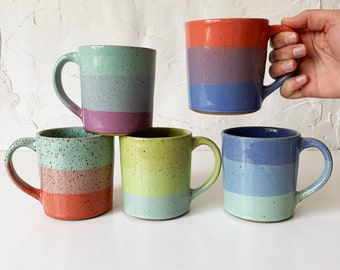 Handmade Stoneware Mug, Modern Speckled Stoneware