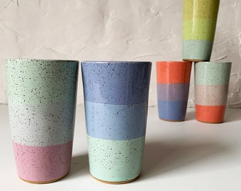 Handmade Stoneware Tumbler, Modern Speckled Stoneware