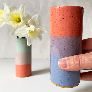 Handmade Stoneware Bud Vase, Modern Speckled Stoneware image 5