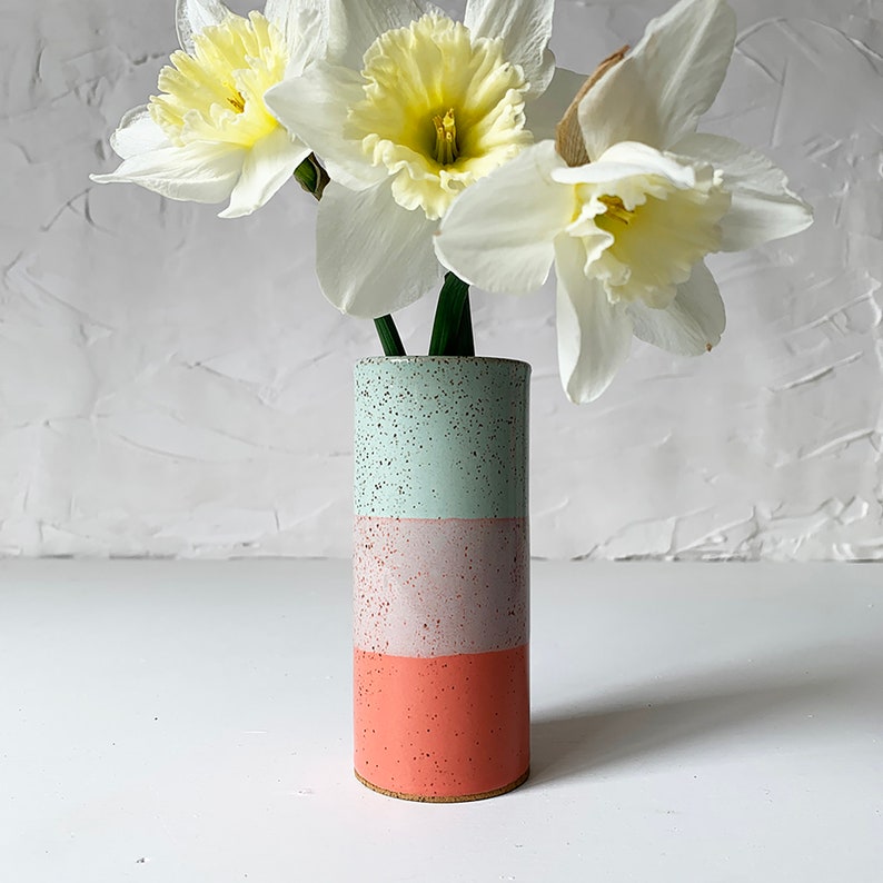 Handmade Stoneware Bud Vase, Modern Speckled Stoneware image 7