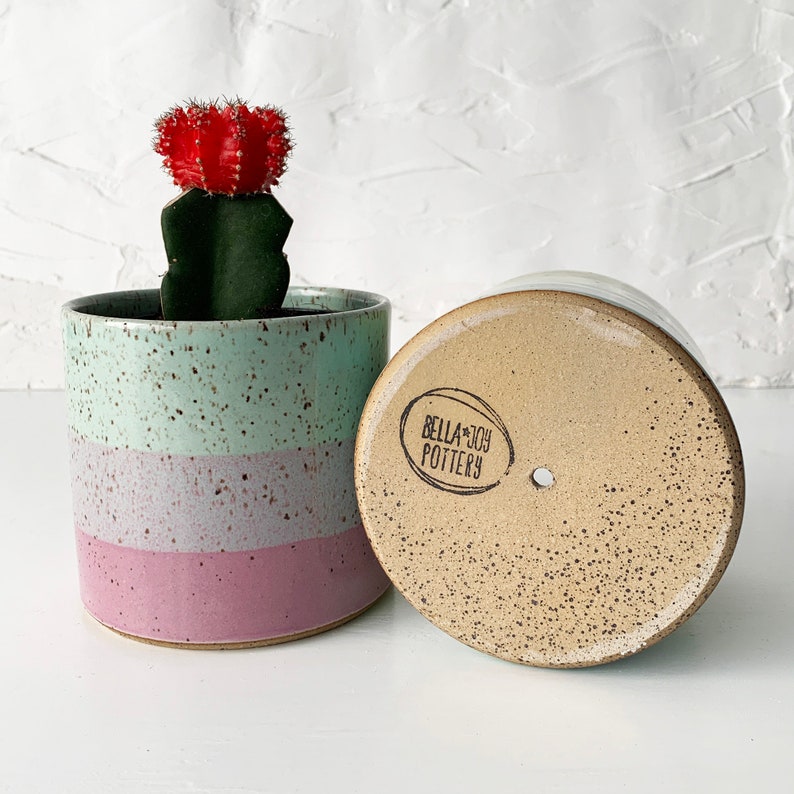Handmade Stoneware Planter, Modern Speckled Stoneware image 4