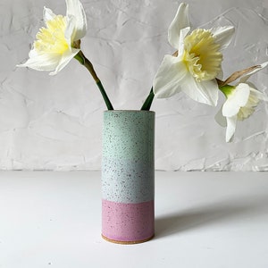 Handmade Stoneware Bud Vase, Modern Speckled Stoneware image 2