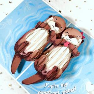 Pop Up Card - Pop Up Otter Card - Biglietto di auguri per le feste - Biglietto d'amore - Biglietto di compleanno - Biglietto di Natale
