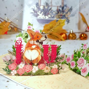 Pop-upkaart - Corgi-pop-upkaart - Happy Holidayskaart - Liefdeskaart - Verjaardagskaart - Kerstkaart