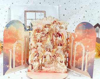 Pop Up Card - Pop Up Angel Card - Happy Holiday Card - Love Card - Carte de Noël