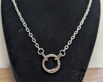 Silver Tone Chain Link Necklace 20" with Ring Clasp, Use for Charms
