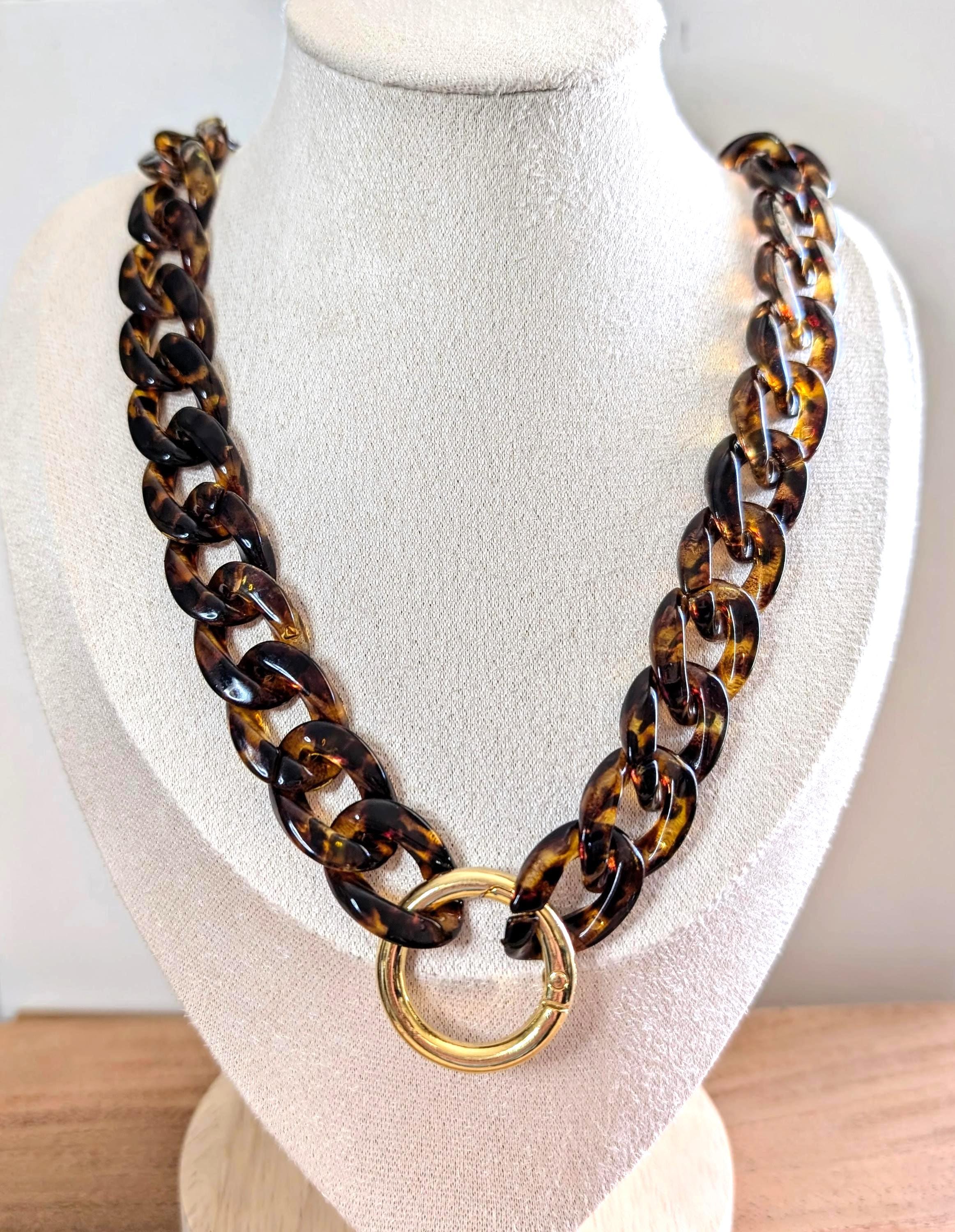 Tortoiseshell Link Necklace - Etsy