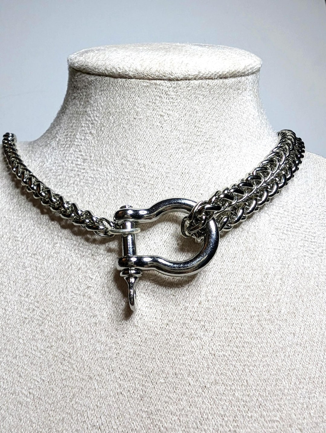 Woven Braided Rope Chain Asymmetrical Design With Anchor Shackle Clasp ...