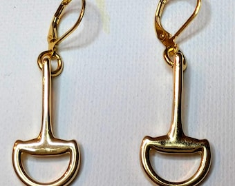 24k Gold Plated Snaffle Bit Earrings: Equestrian Jewelry