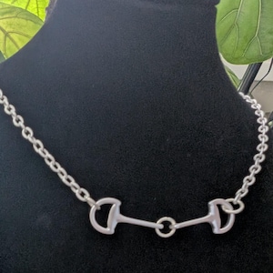 Matte Silver Snaffle Bit Pendant: Equestrian Necklace