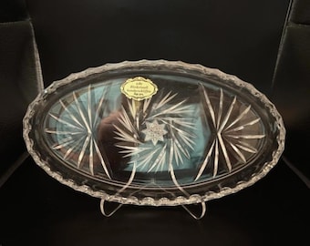 Vintage German Echt Bleikristall Lead Oval Relish/Serving Crystal Dish