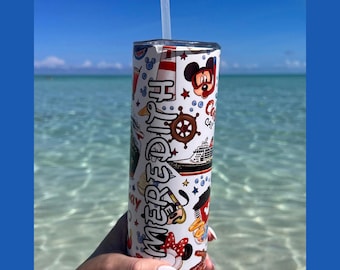 Bicchiere Castaway Cay, bicchiere Disney Cruise, bicchiere Mouse Cruise, bicchiere cruise, regali FE, tazze cruise, tazze Castaway Cay, regali