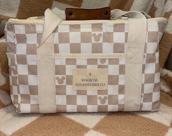 Mouse beige plaid cooler, theme park coolers, magical coolers, park coolers, custom coolers